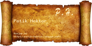 Petik Hektor névjegykártya